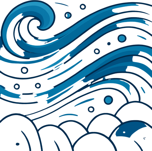 Crea la parte inversa de una carta que representa el elemento agua, no debe tener texto ni espacio vacío, deben ser corrientes de agua y rocas en la parte inferior