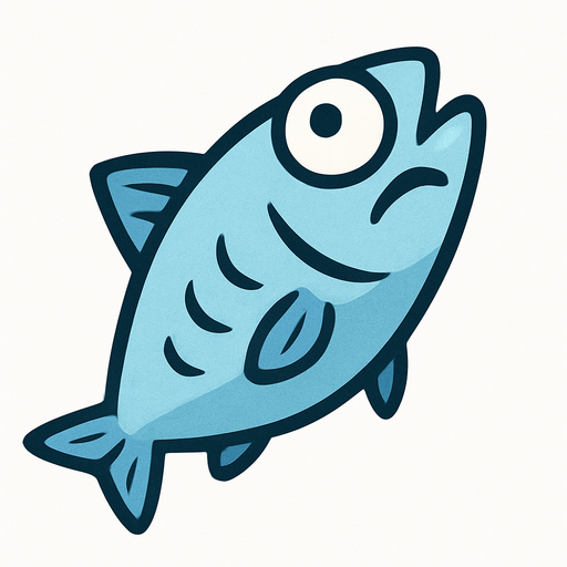 A dumb looking flat fish like a sardine looking up, ice blue color..
In-Game asset.  2d.  High contrast.  No shadows