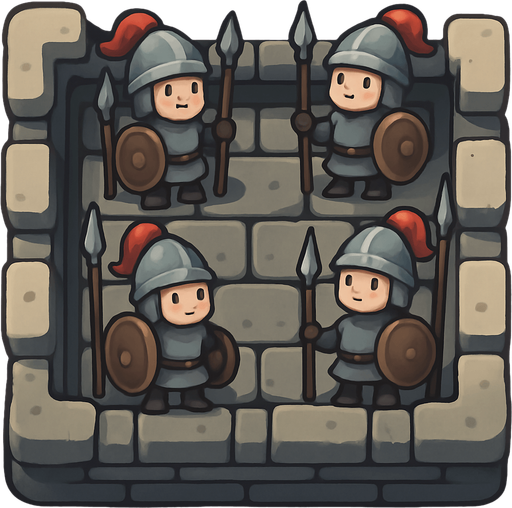 Este mismo pero agrega soldados muy pequeños sobre las torres