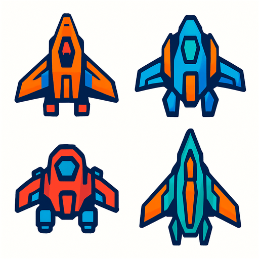 spaceships.
In-Game asset.  2d.  High contrast.  No shadows