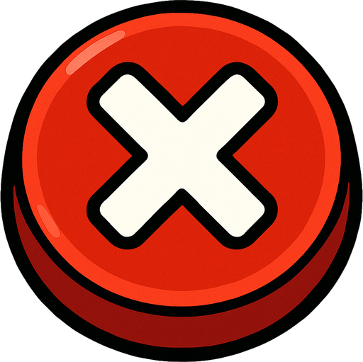 Red button with a 'X' on it.
In-Game asset.  2d.  High contrast.  No shadows