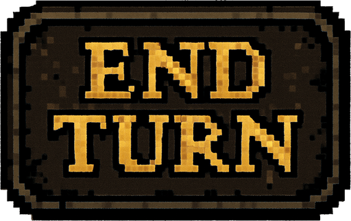 End turn button fark souls style 2d pixel art.
In-Game asset.  2d.  High contrast.  No shadows