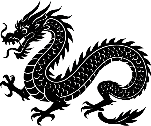 long dragon.
In-Game asset.  2d.  High contrast.  No shadows