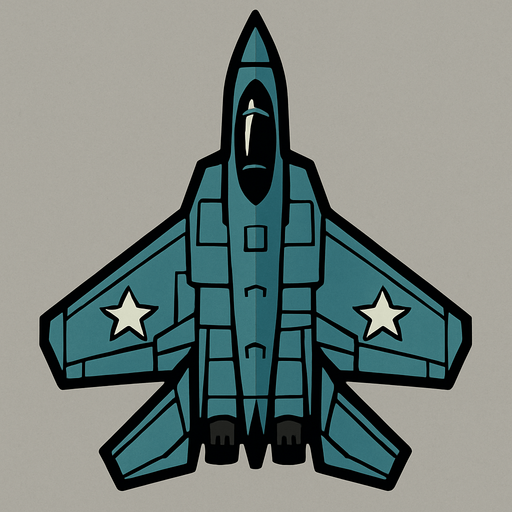 Top view of Military fighter jet.
In-Game asset.  2d.  High contrast.  No shadows