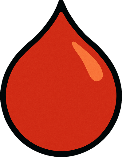 A round drop of blood.
In-Game asset.  2d.  High contrast.  No shadows