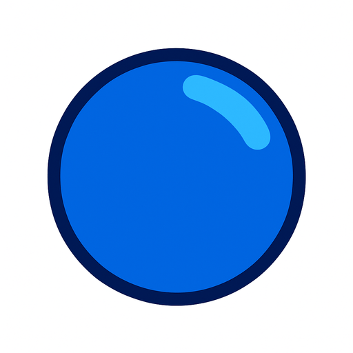 blue ball.
In-Game asset.  2d.  High contrast.  No shadows