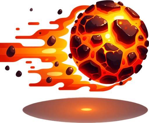 flying  lava bubble.
Single Game Texture. In-Game asset. 2d. Blank background. High contrast. No shadows.