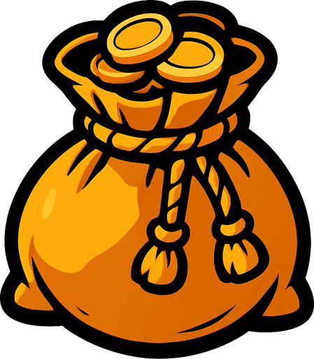 altın kesesi.
In-Game asset.  2d.  High contrast.  No shadows