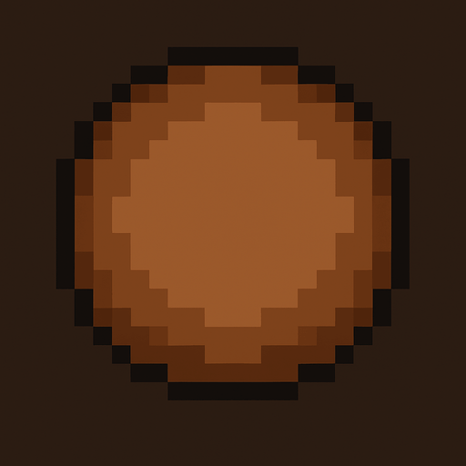 pixel art circle brown.
In-Game asset.  2d.  High contrast.  No shadows