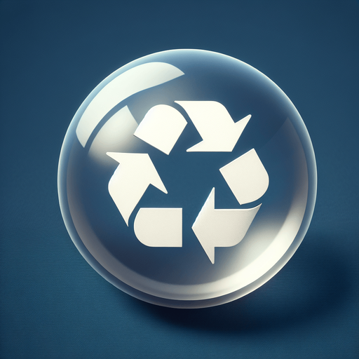 a bonus crystal ball with the recycle symbol.
Single Game Texture. In-Game asset. 2d. Blank background. High contrast. No shadows.