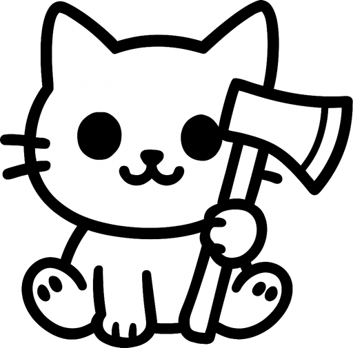 Has que el gato tenga un hacha en una mano