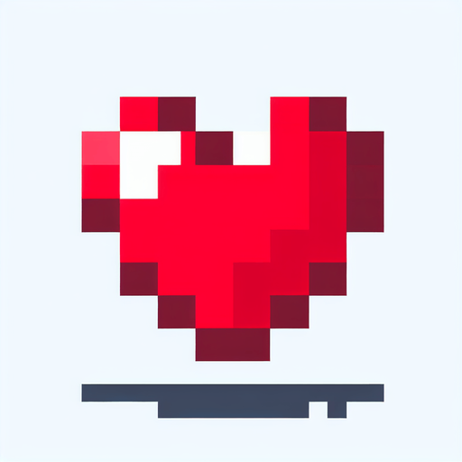 Red minecraft heart.
Single Game Texture. In-Game asset. 2d. Blank background. High contrast. No shadows.