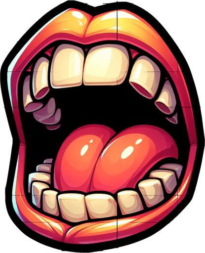 cartoon open mouth.
Single Game Texture.  In-Game asset.  2d.  Blank background.  High contrast.  No shadows