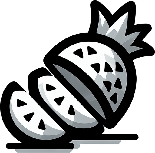 sliced fruit pineapple with two slices 1one left and one right.
Single Game Texture.  In-Game asset.  2d.  Blank background.  High contrast.  No shadows.
Single Game Texture.  In-Game asset.  2d.  Blank background.  High contrast.  No shadows