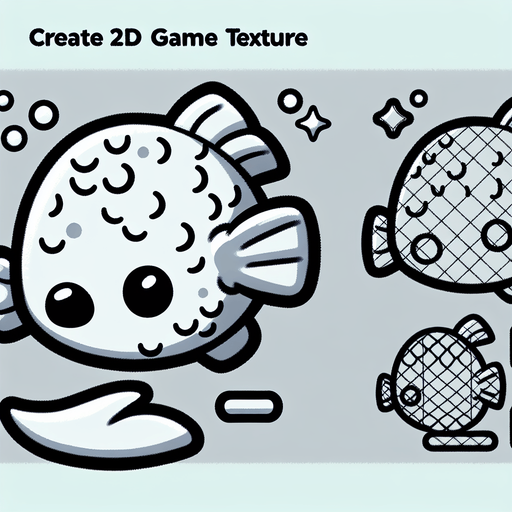 Floppy Fish the fish.
Single Game Texture.  In-Game asset.  2d.  Blank background.  High contrast.  No shadows. Floppy Fish