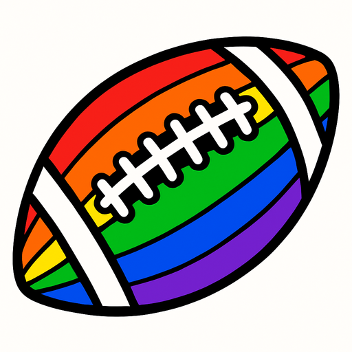Rainbow themed american football.
In-Game asset.  2d.  High contrast.  No shadows