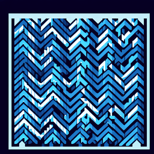 A sprite sheet of blue nested chevrons.
Single Game Texture. In-Game asset. 2d. Blank background. High contrast. No shadows.