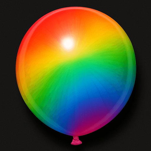 Renkli yuvarlak Balon, üstten görünüm, Gerçekçi, yazısız..
In-Game asset.  High contrast.  No shadows