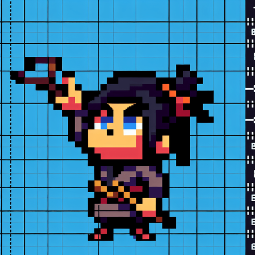 A japanese pixel samurai, small, with his head looking totally up to the sky vertically and pointing with a crossbow also top, vertically, like 90 o head. Single Game Texture. In-Game asset. 2d. Blank background. High contrast. No shadows..
Single Game Texture. In-Game asset. 2d. Blank background. High contrast. No shadows..
Single Game Texture. In-Game asset. 2d. Blank background. High contrast. No shadows.