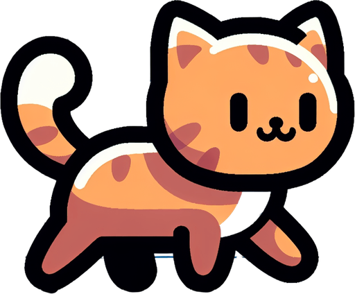 2 ayak üstünde yürüyen cat.
Single Game Texture.  In-Game asset.  2d.  Blank background.  High contrast.  No shadows