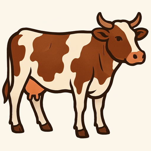inek kahverengi beyaz..
In-Game asset.  2d.  High contrast.  No shadows