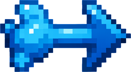 Flecha azul de Slime , pixelart.
In-Game asset.  2d.  High contrast.  No shadows