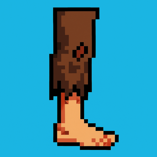 one homeless leg pixel.
In-Game asset.  2d.  High contrast.  No shadows