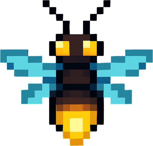 Luciérnaga, pixelart.
In-Game asset.  2d.  High contrast.  No shadows