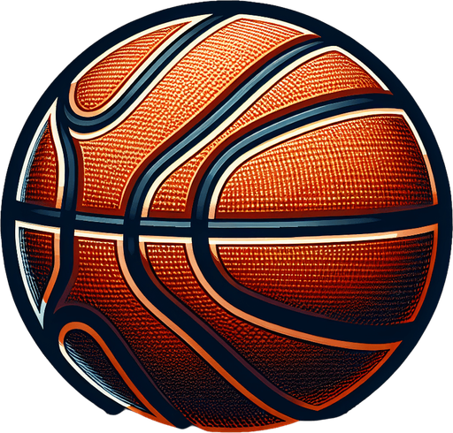 A Basketball.
Single Game Texture.  In-Game asset.  2d.  Blank background.  High contrast.  No shadows