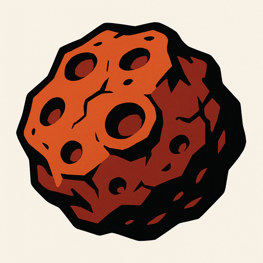 asteroid.
In-Game asset.  2d.  High contrast.  No shadows