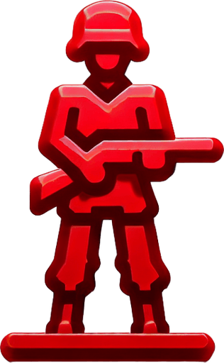 a red toy soldier Single Game Texture. In-Game asset. 2d. Blank background. High contrast. No shadows.