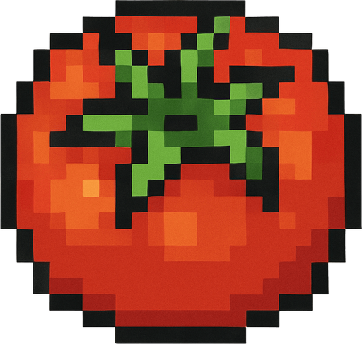Tomato 2d pixilated topdown.
In-Game asset.  2d.  High contrast.  No shadows