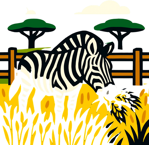 plains zebra feeding wheat in zebra exhibit.
In-Game asset.  2d.  High contrast.  No shadows