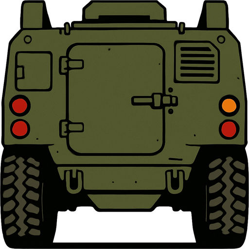 zırhlı aracaın arkası.
In-Game asset.  2d.  High contrast.  No shadows