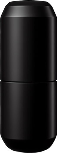 black capsule. Game asset. 3d clipart. Blank background. High contrast. No shadows..