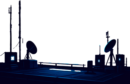 Design a nighttime rooftop vista overlooking a cyberpunk cityscape. Array of antennae and digital transmitters punctuate the skyline, while a floating holo-banner flashes ‘Play Maze Game daily.’ Add subtle lens flares, hovering data orbs, and background neon glow—perfect as a level 3 menu backdrop without any characters or coins..
In-Game asset.  2d.  High contrast.  No shadows