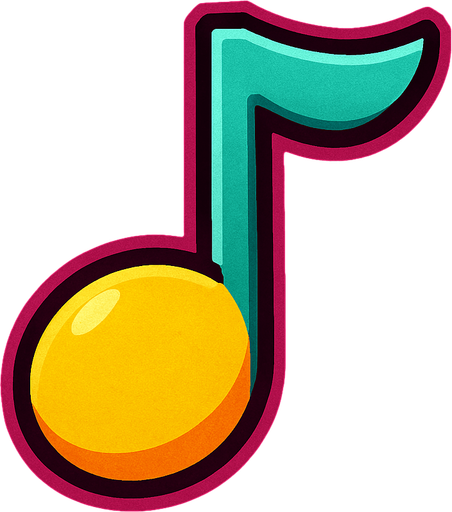 Musical note.
In-Game asset.  2d.  High contrast.  No shadows