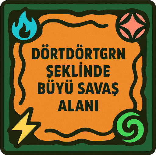 DİRTDÖRTGRN ŞEKLİNDE BÜYÜ SAVAŞ ALANI.
In-Game asset.  2d.  High contrast.  No shadows