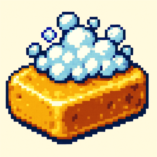 Un jabon con espuma, pixel art, metal slug.
In-Game asset.  2d.  High contrast.  No shadows