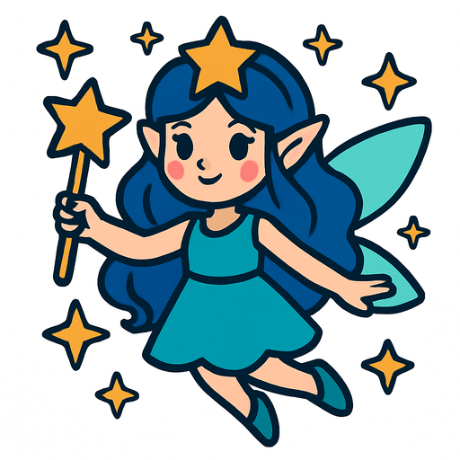 Fée stella.
In-Game asset.  2d.  High contrast.  No shadows