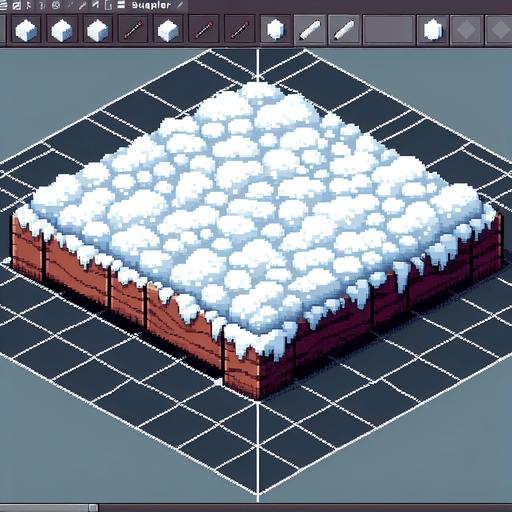 pixel art of a wooden board covered in snow.
Single Game Texture. In-Game asset. 2d. Blank background. High contrast. No shadows.