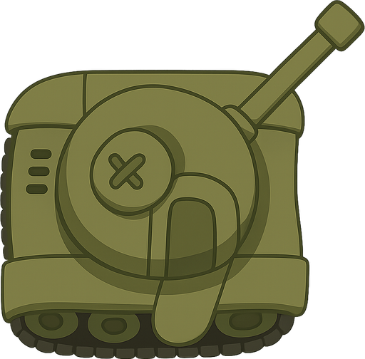 a bird's eye view of a tank . No background. Transparent background. Blank background. No shadows. 2d. In-Game asset. flat