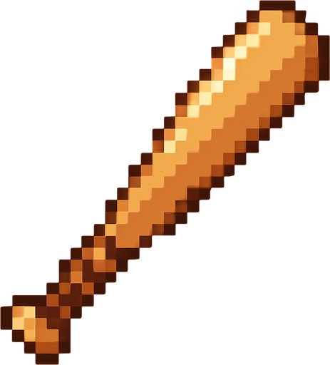 Quiero qie sea como un bate de béisbol de color cafe, en estilo 32 bits.
In-Game asset.  2d.  High contrast.  No shadows