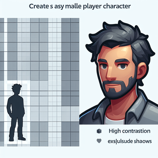 Player man.
Single Game Texture. In-Game asset. 2d. Blank background. High contrast. No shadows.