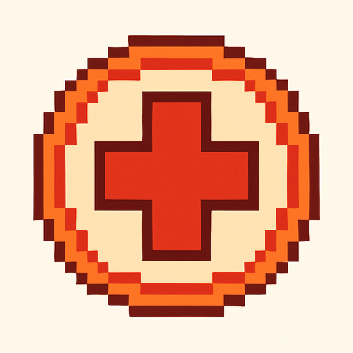 pixel art circle health button.
In-Game asset.  2d.  High contrast.  No shadows