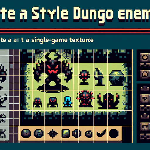 Crea un enemigo de estilo dungeon pixelado.
Single Game Texture.  In-Game asset.  2d.  Blank background.  High contrast.  No shadows