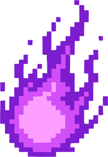 purple fireball pixel art.
In-Game asset.  2d.  High contrast.  No shadows