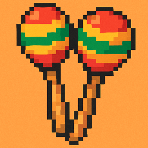 maracas instrument pixelart vertical 2d.
In-Game asset.  2d.  High contrast.  No shadows