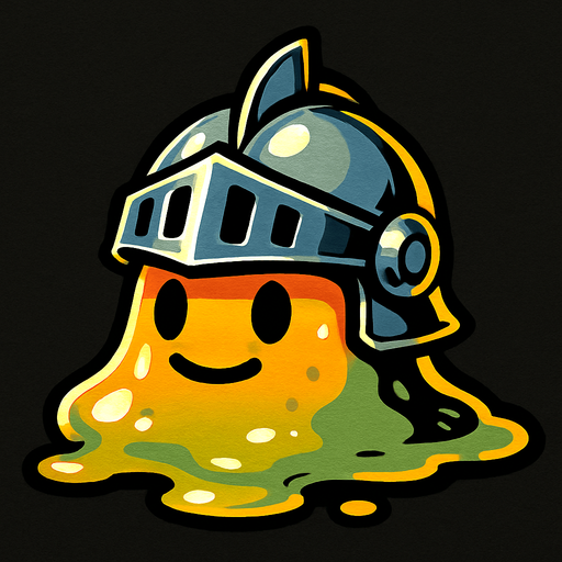 slime but have metalic helmet.
In-Game asset.  2d.  High contrast.  No shadows