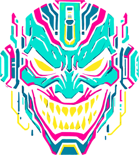 evil face cyberpunk style.
In-Game asset.  2d.  High contrast.  No shadows